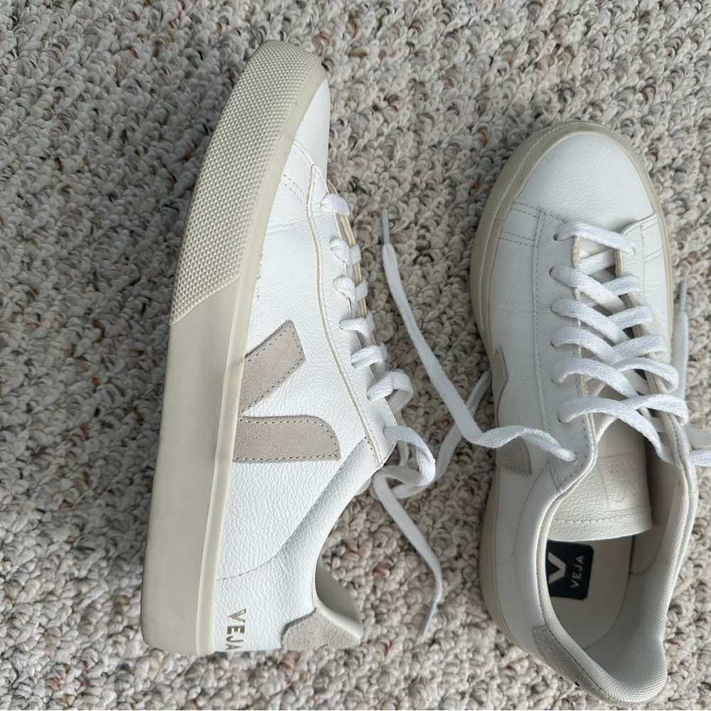 Veja White and Cream Sneakers